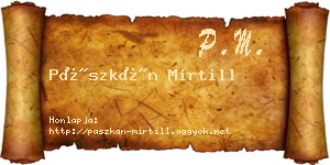 Pászkán Mirtill névjegykártya